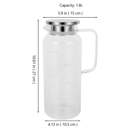 Cold Water Jug Glass Kettle with Lids for Fridge Ice Tea Pitchers - Picture 10 of 12