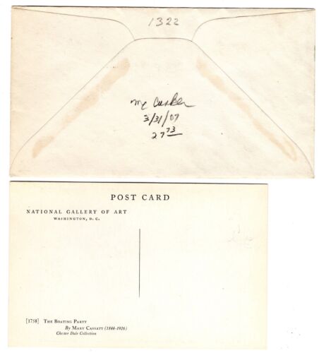 #1322 Mary Cassatt artista 1966 FDC Ralph Dyer pintado a mano - Imagen 2 de 2