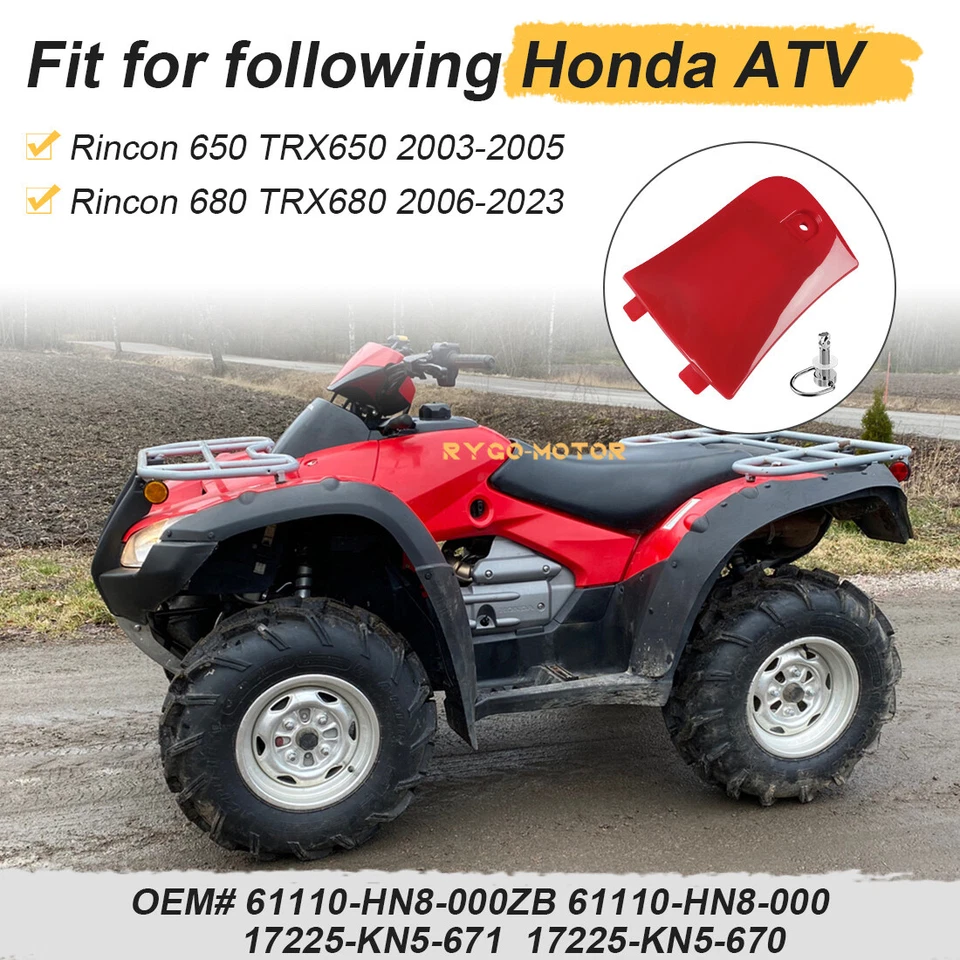 Tapa y perno rojo de caja utilitaria 61110-HN8-000ZB para Honda TRX650 680 Rincon 2003-2023 Foto 3 de 4
