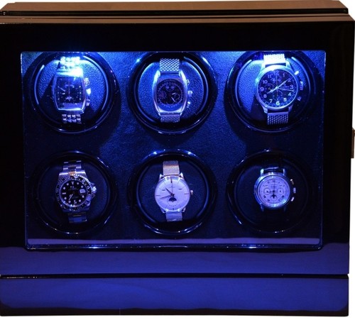 Luxury Display Automatic Watch Winder for 6 watches; model: Chrono Valet-6 LED - Picture 7 of 11