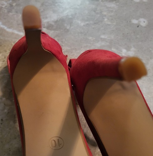 Hotsoles Damen rote hochhackige Pumps Strass Nieten Knöchelriemen Größe 10 sexy - Bild 9 von 11