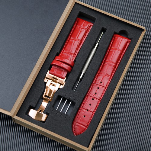 Genuine Leather Crocodile Grain Watch Band Quick Release Strap 14-22 Wooden Case - Picture 20 of 46