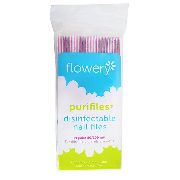 2 x Purifiles Flowery 20 Pink Nail Files 80/100 Reusable Disinfecaible (MF2108) - Image 3 of 3