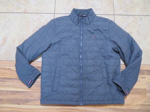 Tommy Hilfiger Jacket Lightweight Quilted Dark Gray Zip Front XL Nano Micro puff