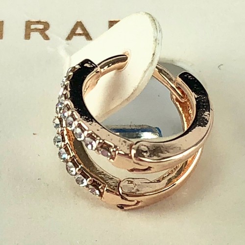 LC Lauren Conrad Earrings Copper-Tone Cubic Zirconia Small Hoops - Picture 3 of 3