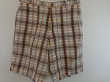 Tommy Bahama Men Paradise Nation Linen Silk Shorts Sz 32 X 10 Brown Plaid