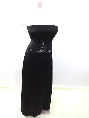 Alexia Designs Damen Schwarz Perlen Formelle Trägerlos Abendkleid Größe 2