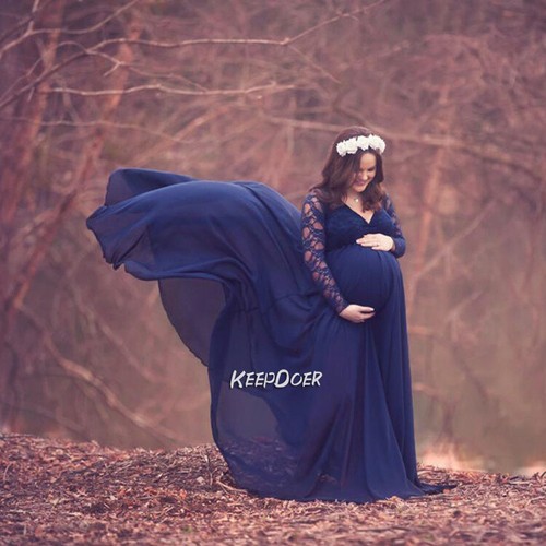 Pregnant Women Dress Maternity Lace Trailing Gown For Photography Photo Shoot - Picture 3 of 15