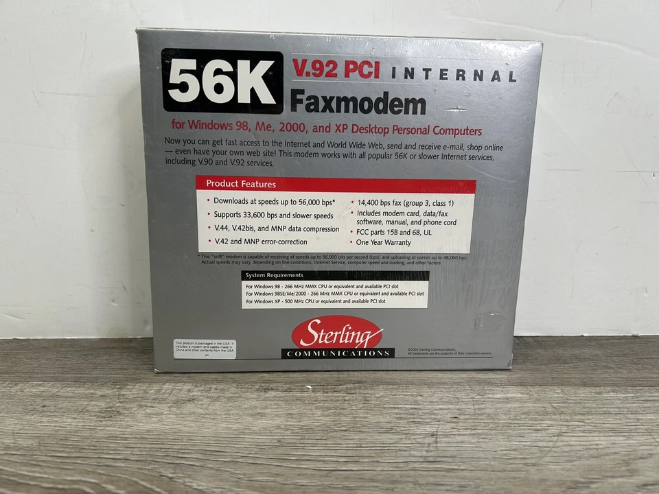 56K MODEM Internal Faxmodem V.92 PCI Sterling Communications Model S20 *NEW* - Image 4 of 4