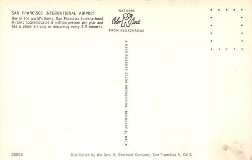 San Francisco International Airport California Airplanes c1950s Vintage Postcard - Picture 2 of 2