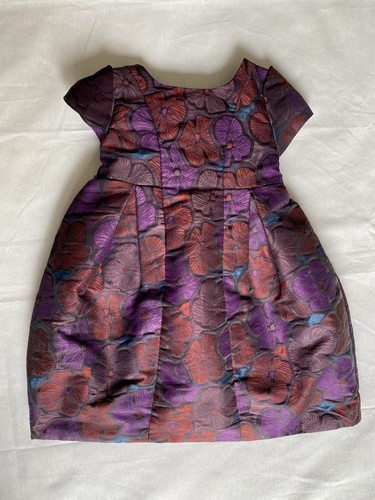 Girls Pippa and Julie Dress Size 3 4 Purple Red Jacquard Floral Party Dress - Picture 8 of 8