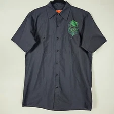 Red Kap Milwaukee Motorcycle Rally Skull Mens Medium Short Sleeve Button Shirt