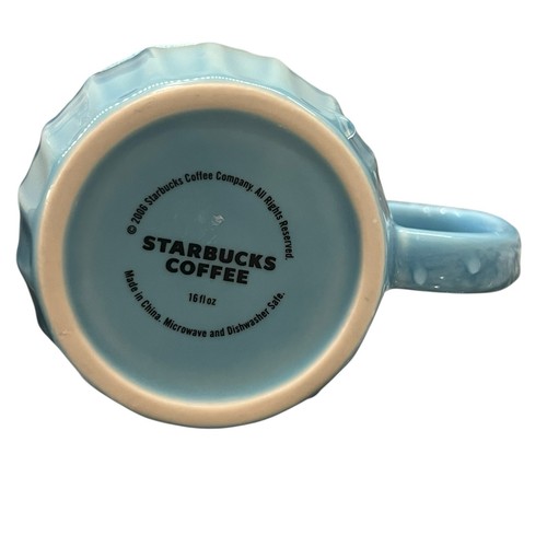 Taza acanalada Starbucks 2006 16 OZ azul pastel rara - Imagen 10 de 11
