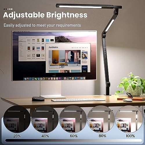 Desk Lamp, Desk Light with Clamp, Stepless Dimming & Adjustable Color - Imagen 7 de 7