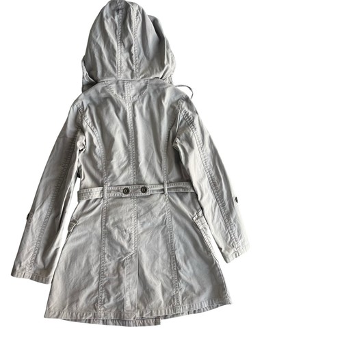 Converse One Star Womens M Tan Khaki Double Breasted Hooded Belt Trench Coat Y2K - Picture 2 of 24