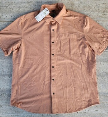 Ascend Men s Short Sleeve Button Down Shirt XL Peach NWT