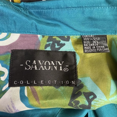 Camisa vintage Saxony para hombre XL con botones 100 % seda diseño retro años 90 - Imagen 2 de 11