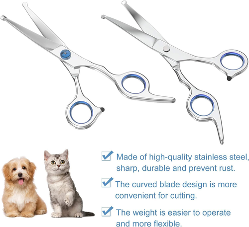 Curved Dog Grooming Scissors,Pet Grooming Scissor with Safety round Tip, Stai... - Picture 6 of 12