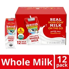 Horizon Organic Shelf Stable Whole Milk Boxes, 8 fl oz, 12 Count​