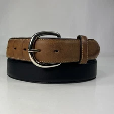 Silver Creek Black & Brown Leather Western Belt - Men's Size 38