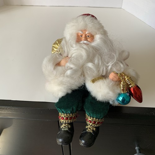 Vintage Weihnachtsmann Regal Sitter mit Tasche Samt Anzug - Bild 10 von 11