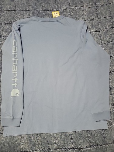 Carhartt Women's XL Loose Fit Crew Long Sleeve Logo Light Blue T Shirt - Picture 6 of 6