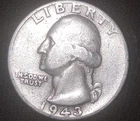 1943 DDO 25c Silver Washington Quarter - Double Die -DATE AND MOTTO