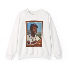 Hank Aaron Baseball Cart Art Crewneck Sweatshirt Unisex 4 Colors Vintage