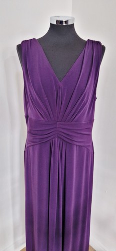 Jacques Vert purple maxi dress size 20 draped stretch v neck sleeveless ruched - Picture 4 of 8