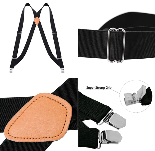 Buyless Fashion Men Trucker Suspenders 48" Elastic Adjustable 1 1/4" X Back - Picture 7 of 49