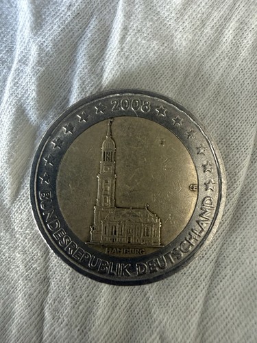 2 Euro Deutschland 2008 Hamburg J Architektur Motiv Bi-Metall Kursmünze - Bild 2 von 2