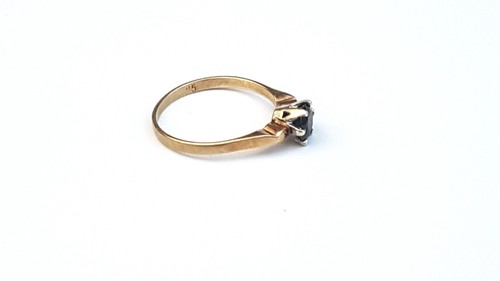 Classy Retro 9ct Gold Solitaire Engagement/Dress Ring w Dark Sapphire Q/8½ 2.4g - Picture 7 of 22
