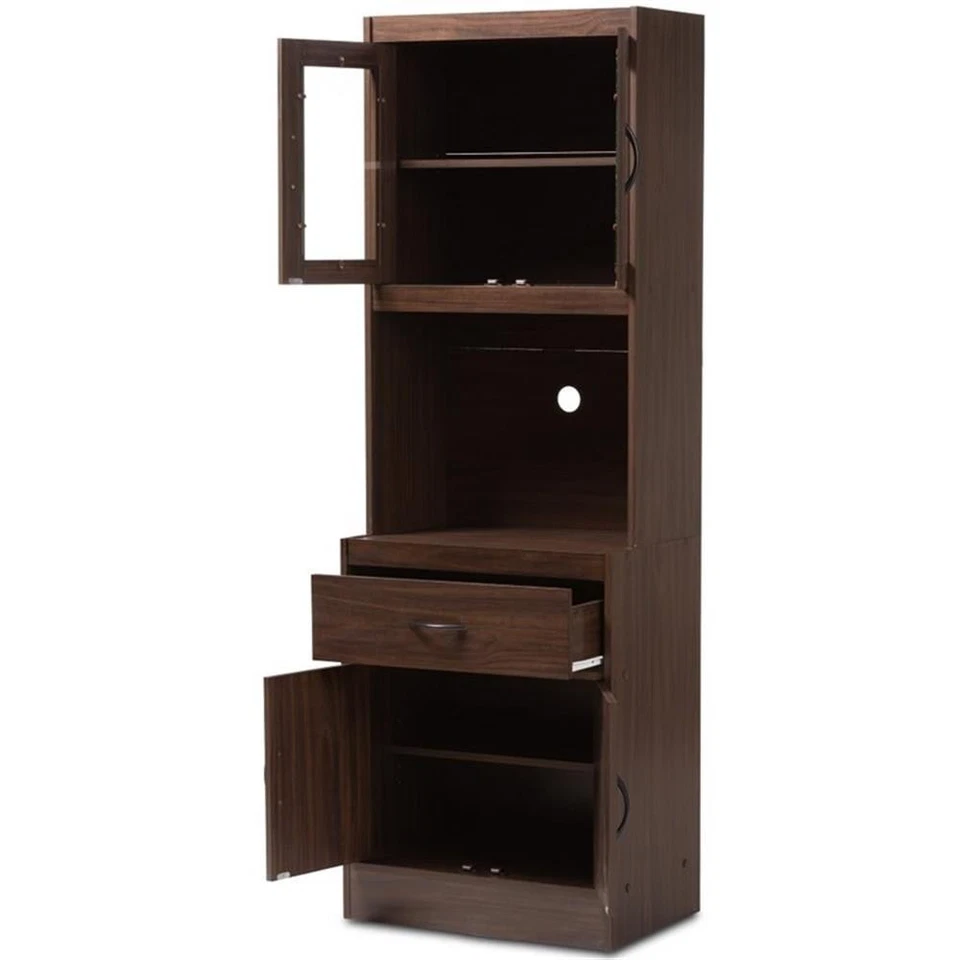 Mueble de cocina y cabaña Baxton Studio Laurana en nogal oscuro Foto 3 de 4