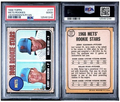 1968 Topps 1968 Rookie Stars Nolan Ryan Jerry Koosman #177 (RC) PSA 2 Very Good