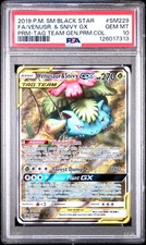 2019 POKEMON SM BLACK STAR PROMO #SM229 FULL ART/VENUSAUR & SNIVY GX PSA 10