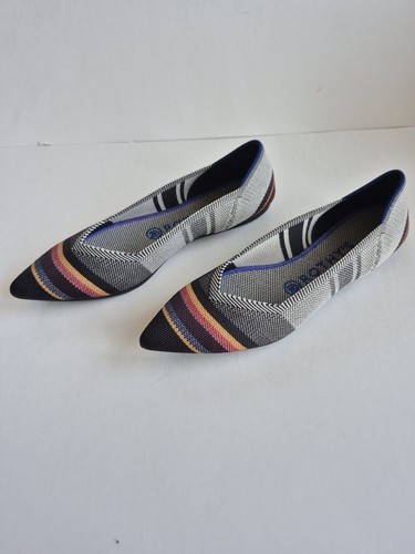 Rothy's Schuhe The Point umgekehrte Streifen flache Schuhe grau schwarz bunt Größe 7,5 NEU - Bild 5 von 11
