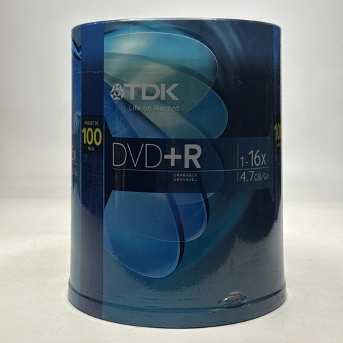 TDK DVD+R Recordable 1-16x 4.7GB/Go 100 PACK Spindle SEALED NEW-FREE SHIPPING! - 第 19/24 張圖片