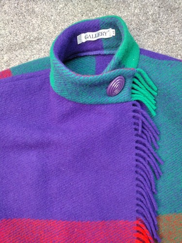 Veste manteau plumetis années 90 Color Block Gallery 100% laine indigène vibrante année 2000 taille XS - Photo 4/14