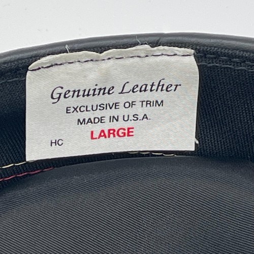Vintage Black Leather Biker Hat with Chain and Eagle Emblem Size L Made in USA - Picture 9 of 12