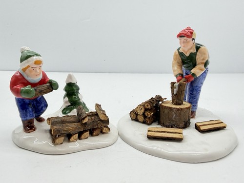 DEPT 56 Snow Village Hackbrennholz #54863 handbemalt Keramik & Holz - Bild 3 von 10