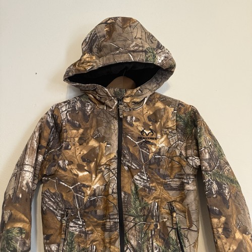 Realtree Hooded Boy Hooded Camo Canvas Jacket Full Zip Size 8 (Medium) Cotton - Picture 4 of 8