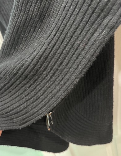 VINCE Wolle Kaschmir Rippstrick schwarz Kutte Pullover Medium Seitenreißverschluss Pullover - Bild 5 von 6