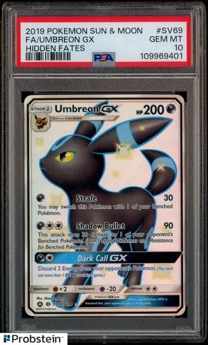 2019 Pokemon Sun & Moon Hidden Fates #SV69 FA Umbreon Gx PSA 10 GEM MINT