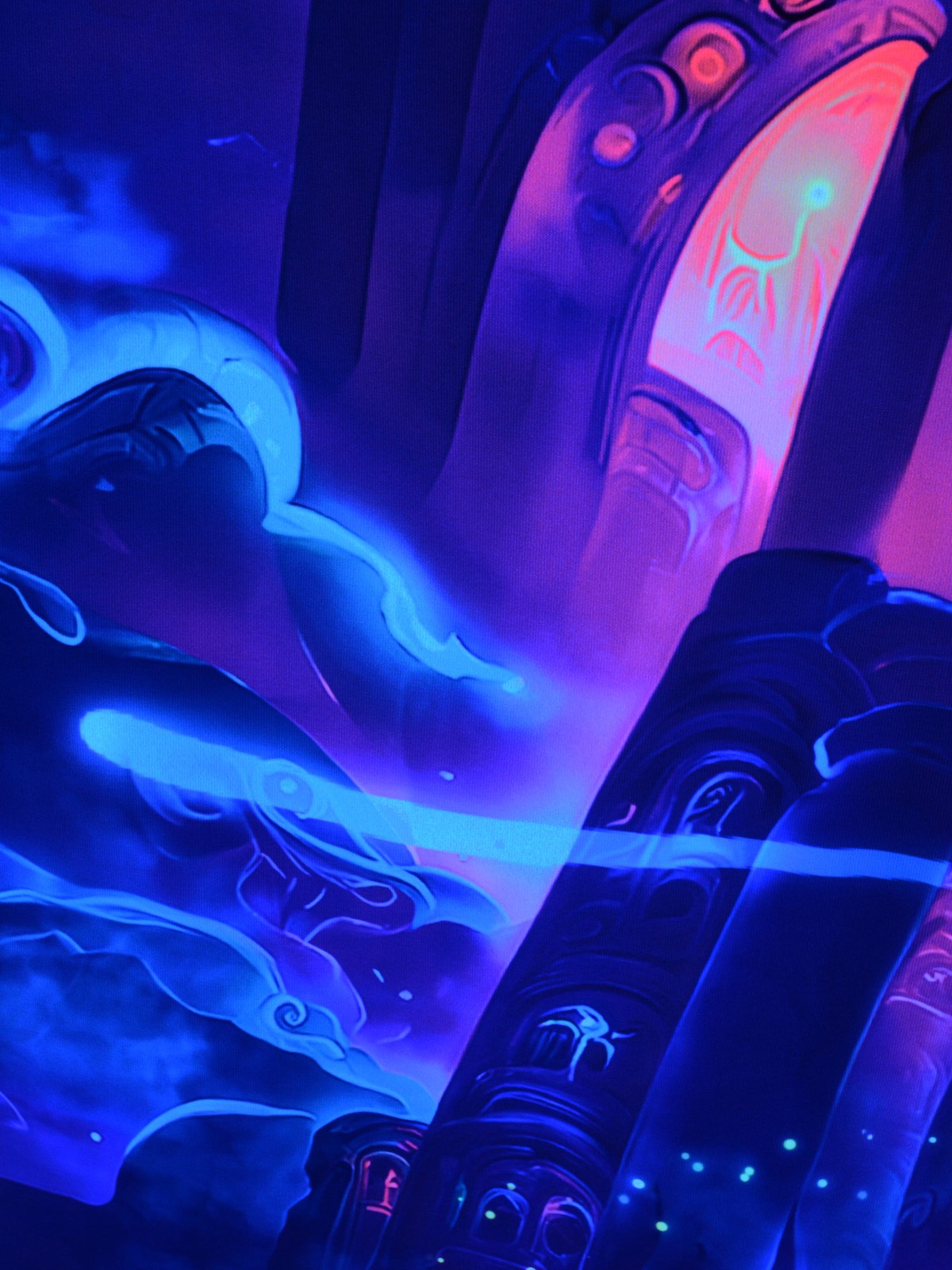 PSYWORK Schwarzlicht Stoffposter Neon Sacred Church Temple II,1,5x1,5m UV-aktiv