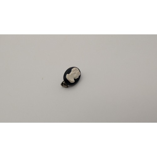 Pin camafeo vintage blanco y negro - diseño de perfil único ovalado - Imagen 1 de 2