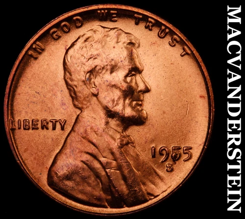 1955-S Lincoln Wheat Cent-Choice Gem BU Lustrous No Reserve #i5722