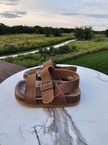 Brown Toddler Sandals Size 6 Faux Leather Cork Look Double Strap Cute Sandals - Bild 3 von 8