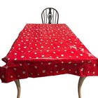 Holiday Christmas Snowman Tablecloth Vinyl Backed 96 X 68 Rectangle Red