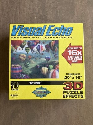 NEW/SEALED Visual Echo 3D Puzzle 500 pcs Jigsaw Hot Air Balloon Sky Roads 