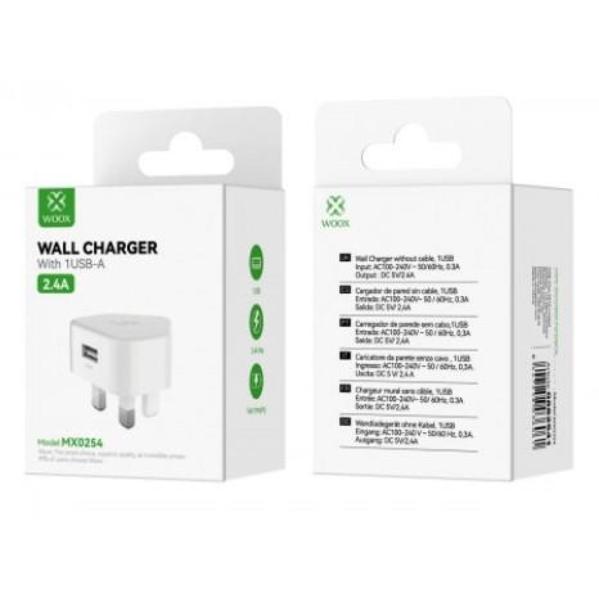 Woox White Uk Single Usb 2.4A Wall Charger - Image 2